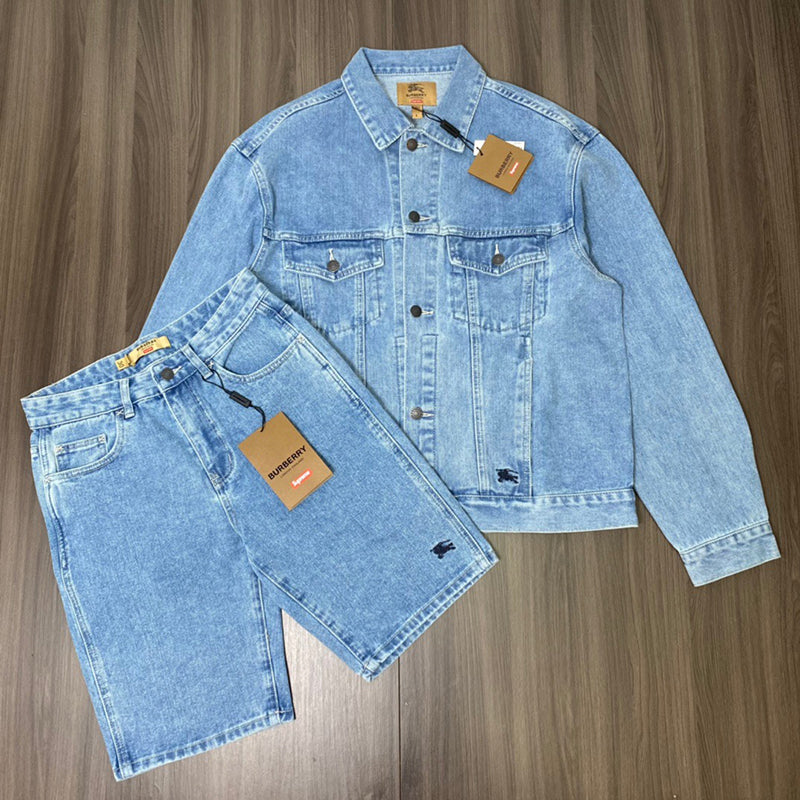 Supreme Burberry Denim Trucker Jacket Washed Blue