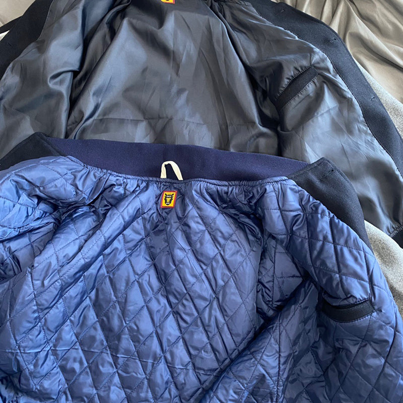 Human Made Duck Navy Blue and Grey Varsity Jacket