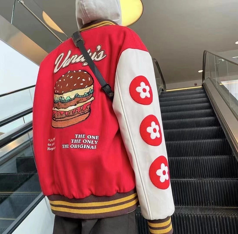 Vandy The Pink 4 Year Anniversary Varsity Jacket "Red Burguer"