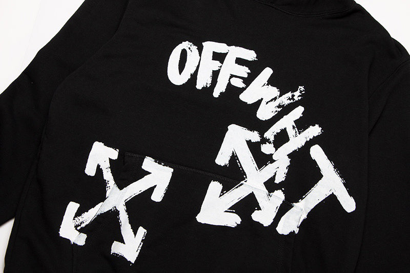 OFF-WHITE Black Paint Script Skate Hoodie Black