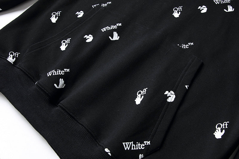 Off-White Oversized Fit Allover Logo Hoodie Black