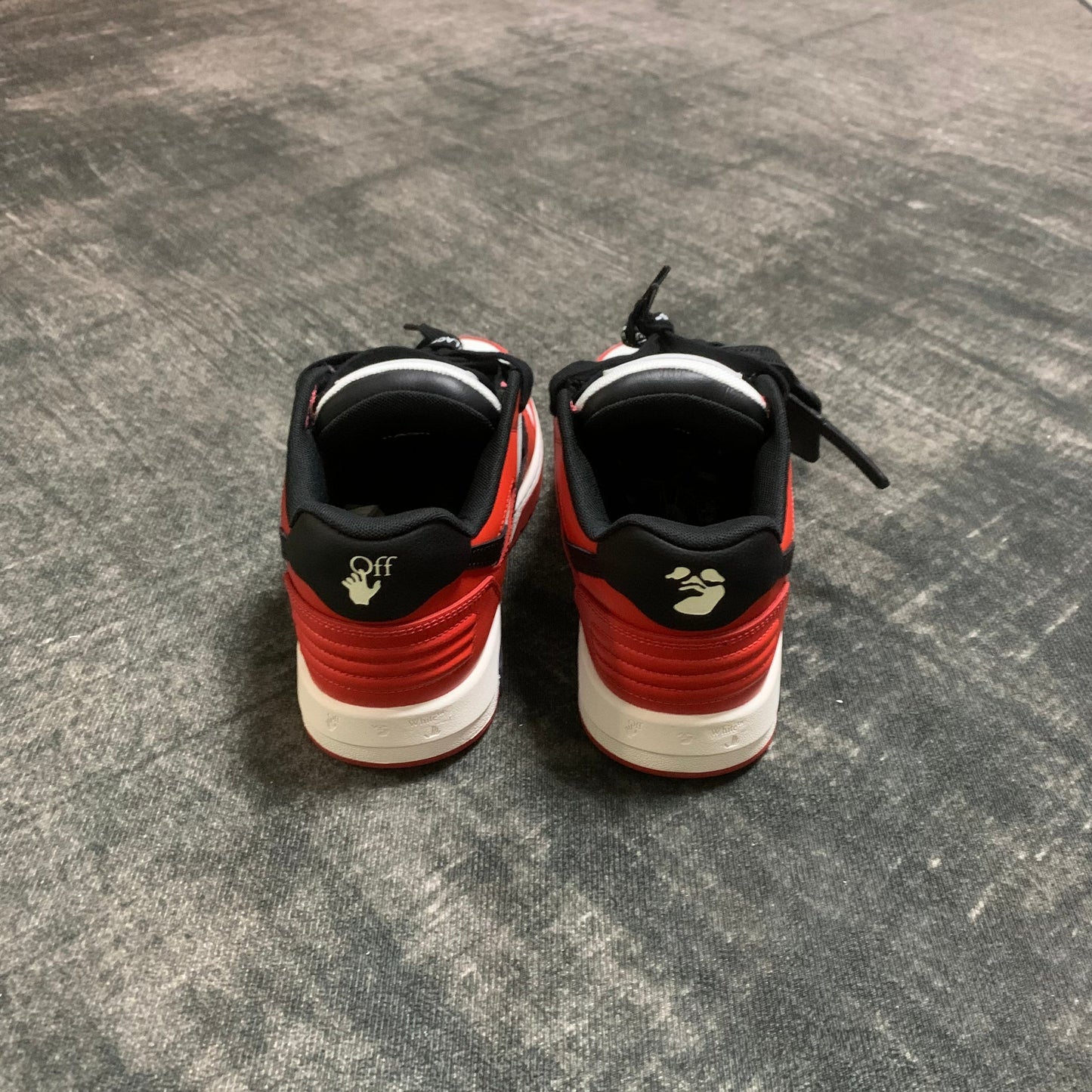 Off-White Out of Office Low 'Red White Black' Leather Zip Tie