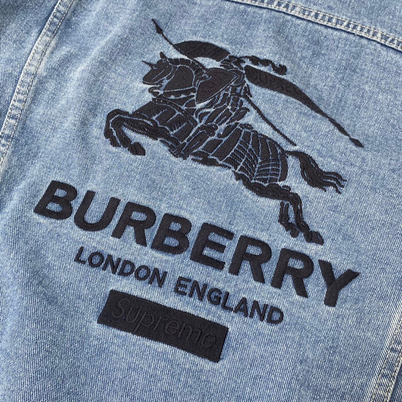 Supreme Burberry Denim Trucker Jacket Washed Blue
