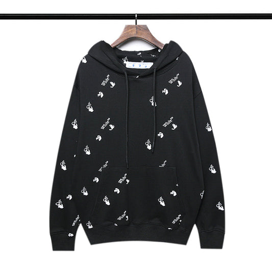 Off-White Oversized Fit Allover Logo Hoodie Black