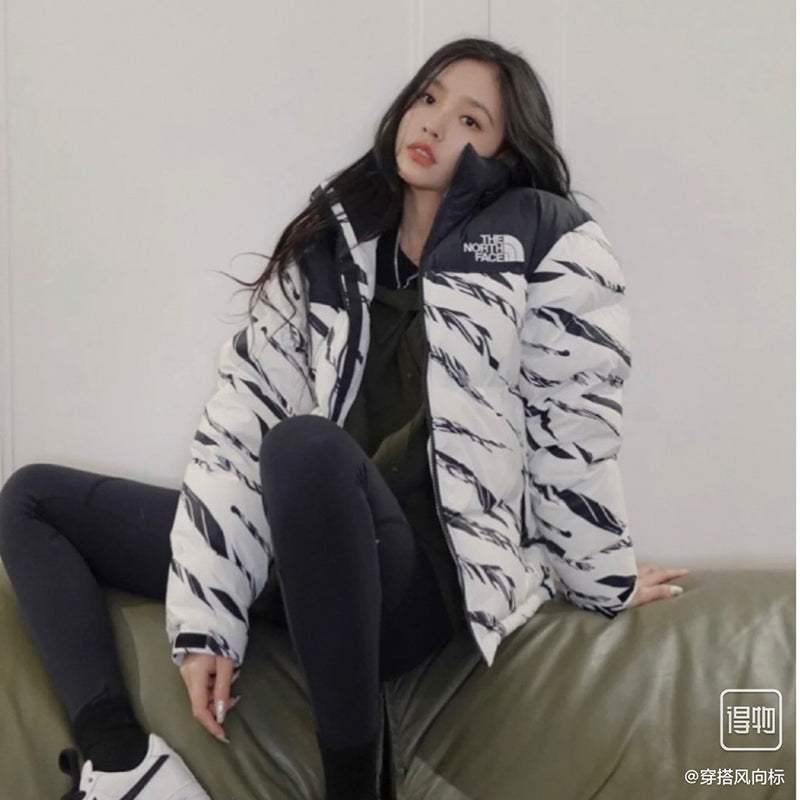 THE NORTH FACE 1996 NUPSET ZEBRA LOGO PATTERN JACKET WHITE