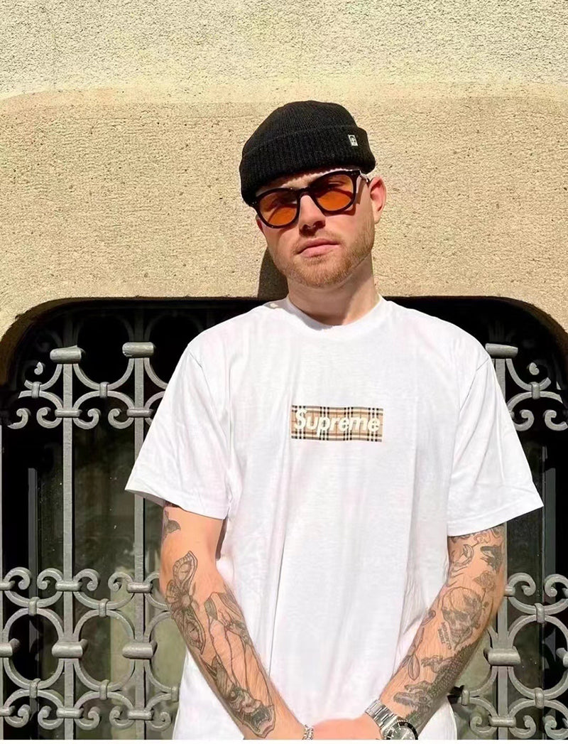 Supreme Burberry Box Logo Tee Black