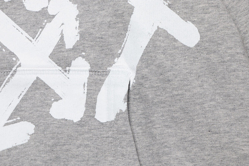 OFF-WHITE Black Paint Script Skate Hoodie Grey