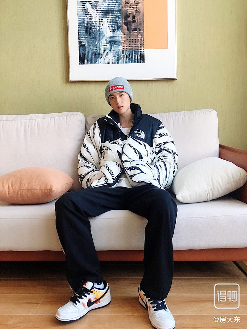 THE NORTH FACE 1996 NUPSET ZEBRA LOGO PATTERN JACKET WHITE