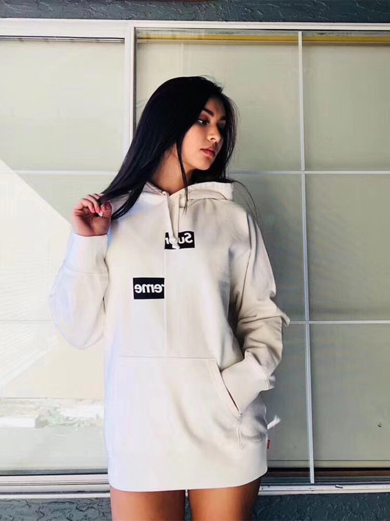 Supreme Comme des Garcons SHIRT Split Box Logo Hooded Sweatshirt White