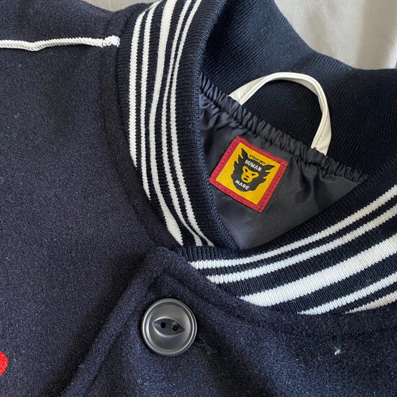 Human Made Duck Navy Blue and Grey Varsity Jacket