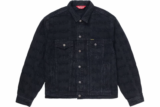 Supreme Frayed Logos Denim Trucker Jacket Black
