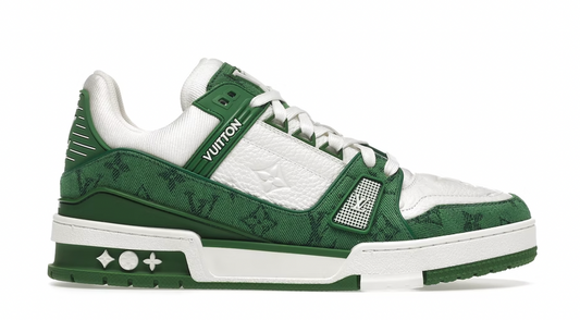 Louis Vuitton Trainer Green Monogram Denim White