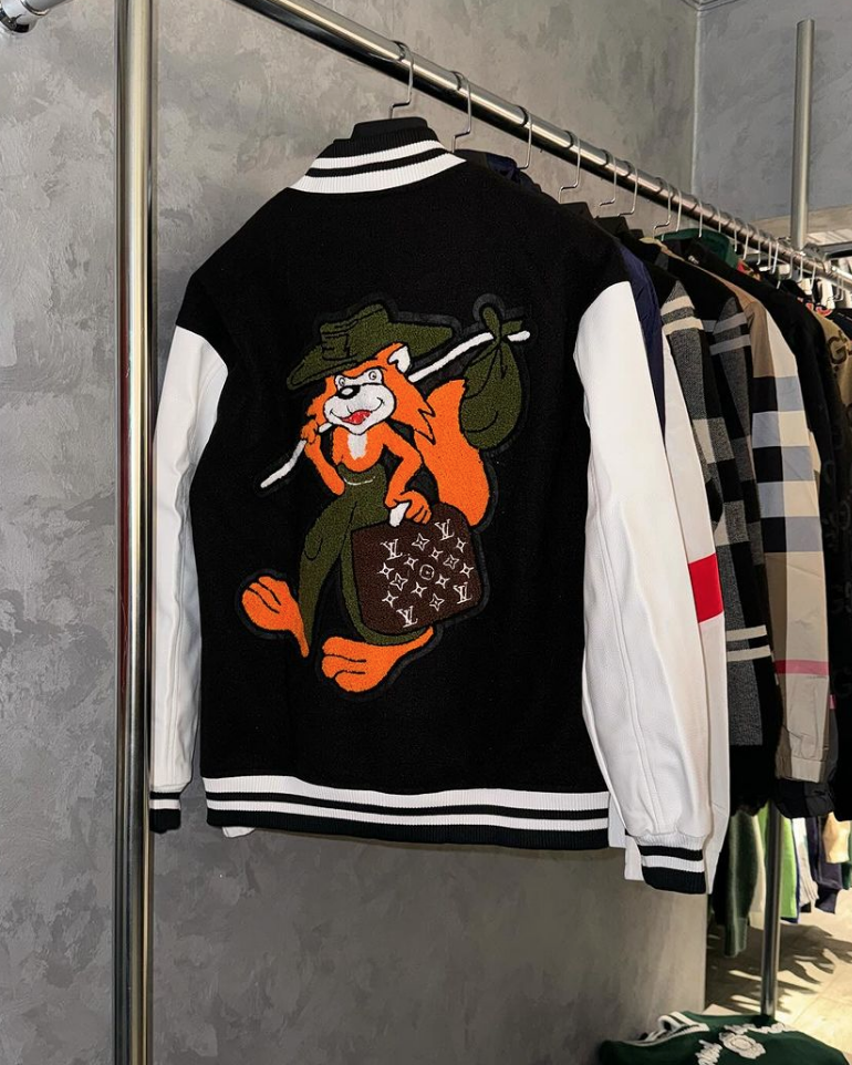Louis Vuitton LV Varsity Jacket Black Orange