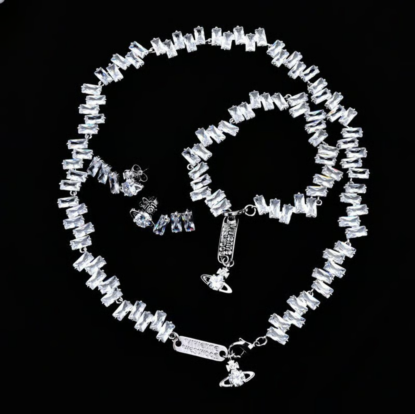 Vivienne Westwood Diamante Square Crystal Necklace