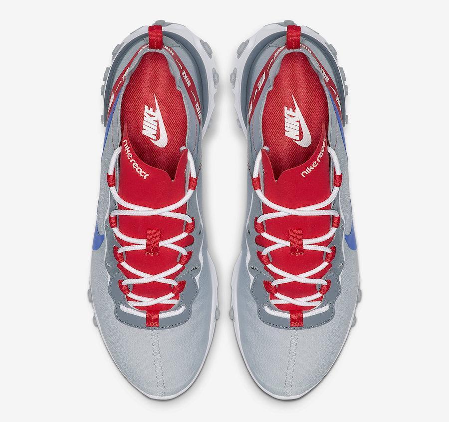 Nike React Element 55 Wolf Grey Game Royal Habanero Red
