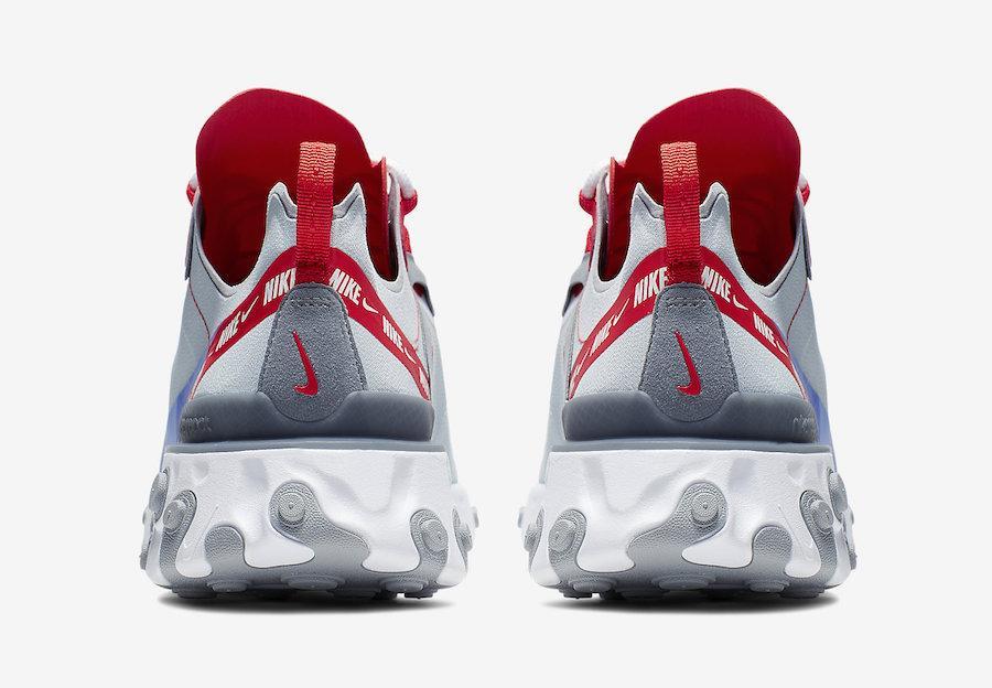 Nike React Element 55 Wolf Grey Game Royal Habanero Red