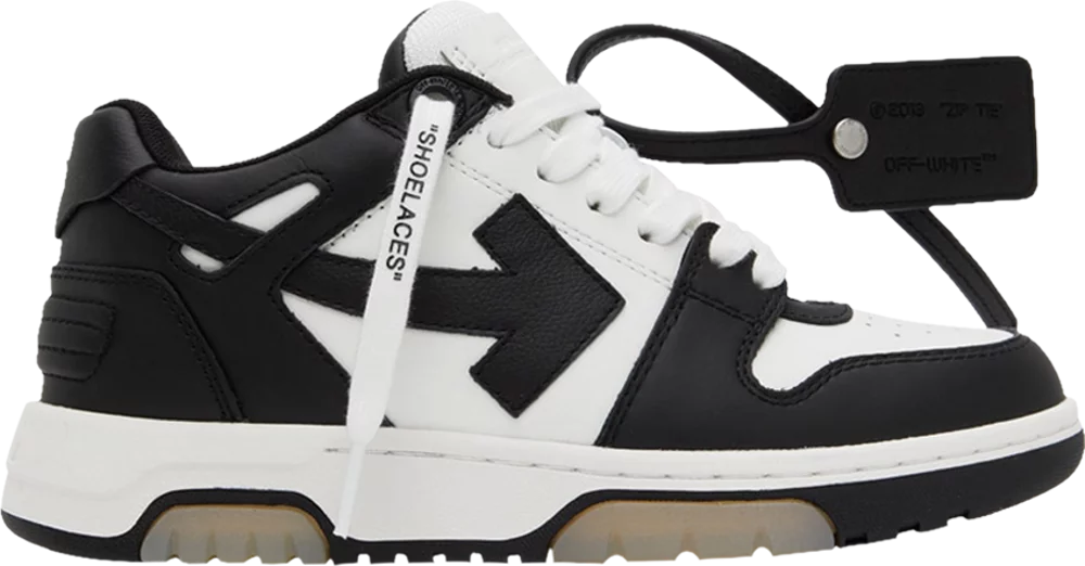 Off-White Out of Office 'Black White' Leather Zip Tie