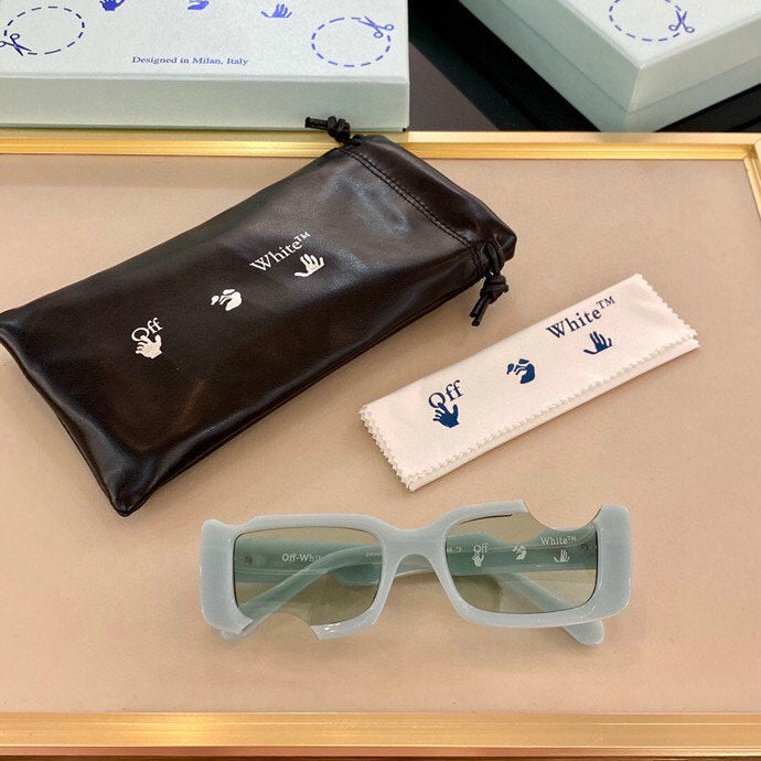 Off-White Cady Acetate 142mm Rectangular Sunglasses Aqua