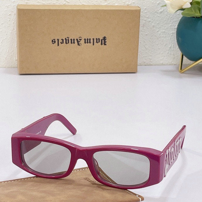 Palm Angels Angel Rectangle Frame Sunglasses White Orange