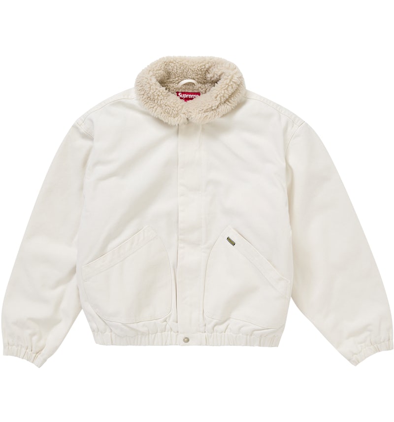 Supreme Faux Shearling Lined Bomber Jacket White