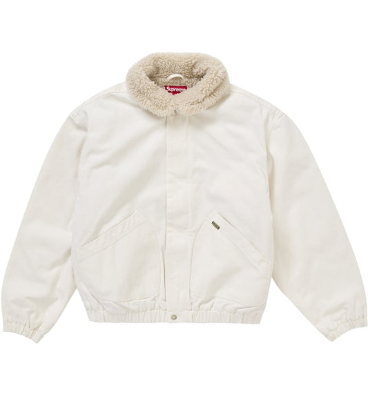 Supreme Faux Shearling Lined Bomber Jacket White