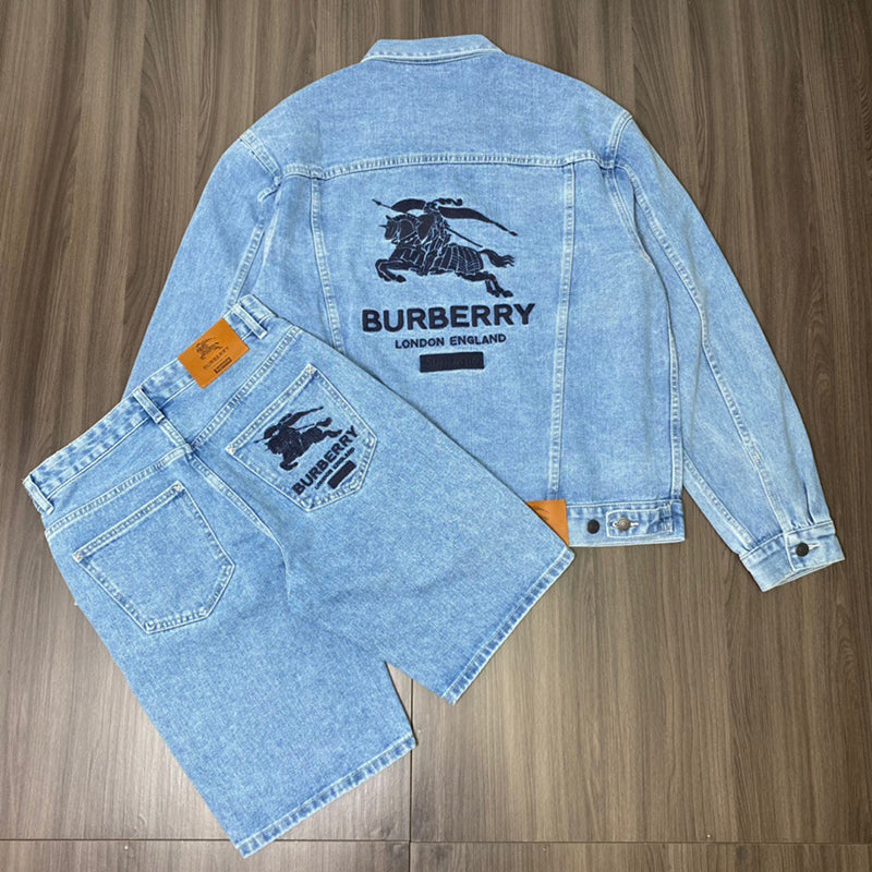 Supreme Burberry Denim Trucker Jacket Washed Blue
