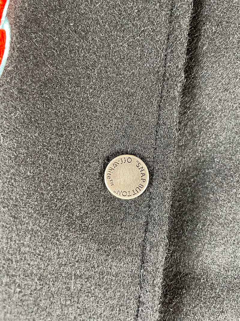 OFF-WHITE GRAPHICS LEATHER VARSITY JACKET Black Orange