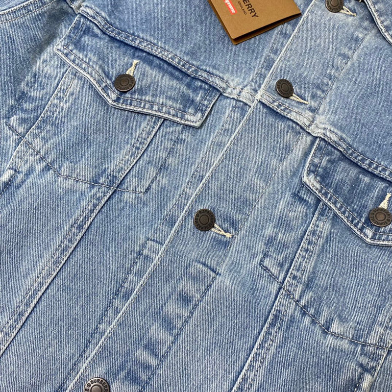 Supreme Burberry Denim Trucker Jacket Washed Blue