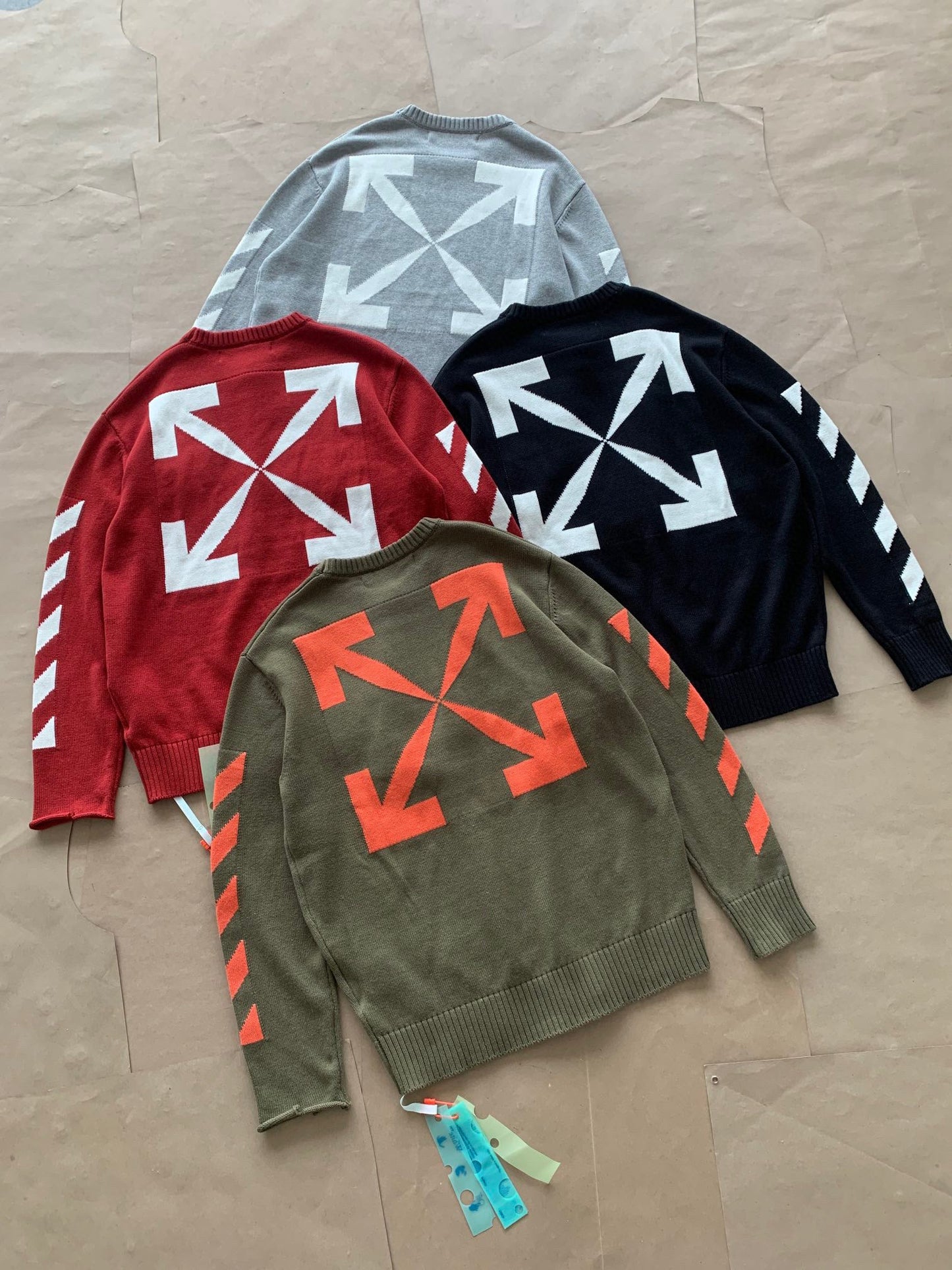 Off-White Diag Arrows Knit Sweater Olive / Orange