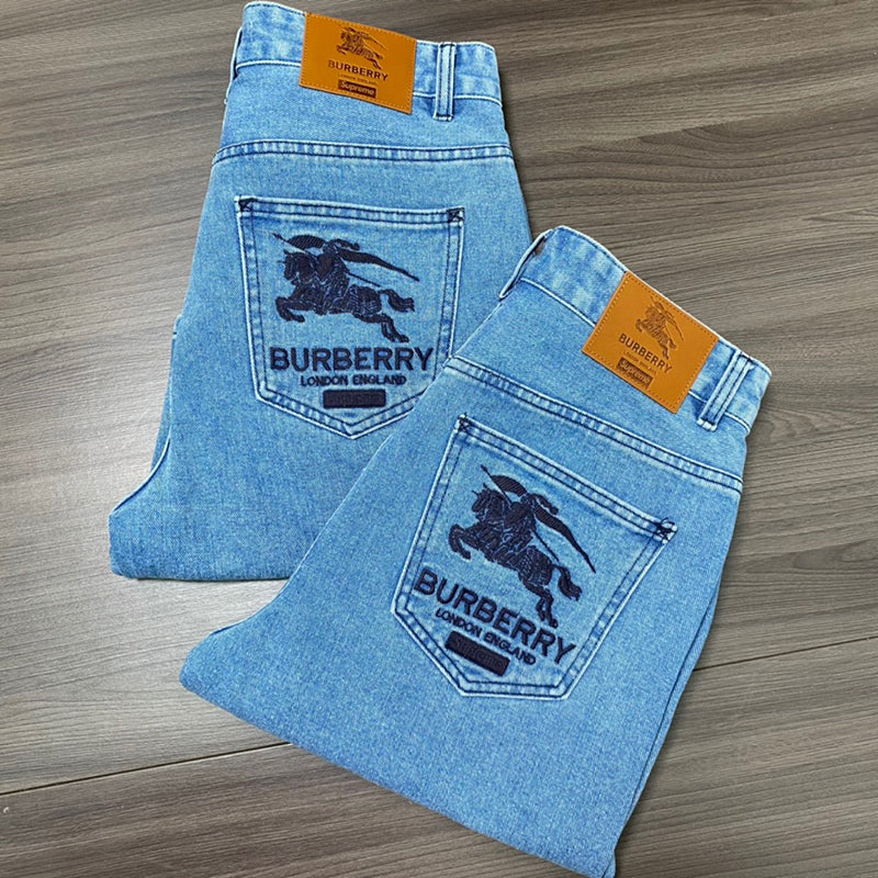 Supreme Burberry Denim Short Washed Blue