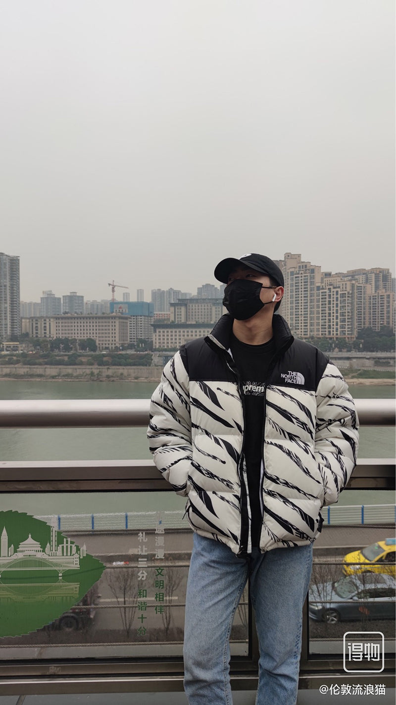 THE NORTH FACE 1996 NUPSET ZEBRA LOGO PATTERN JACKET WHITE