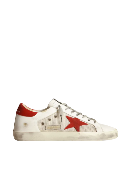 Golden Goose White Superstar sneakers in leather with red star