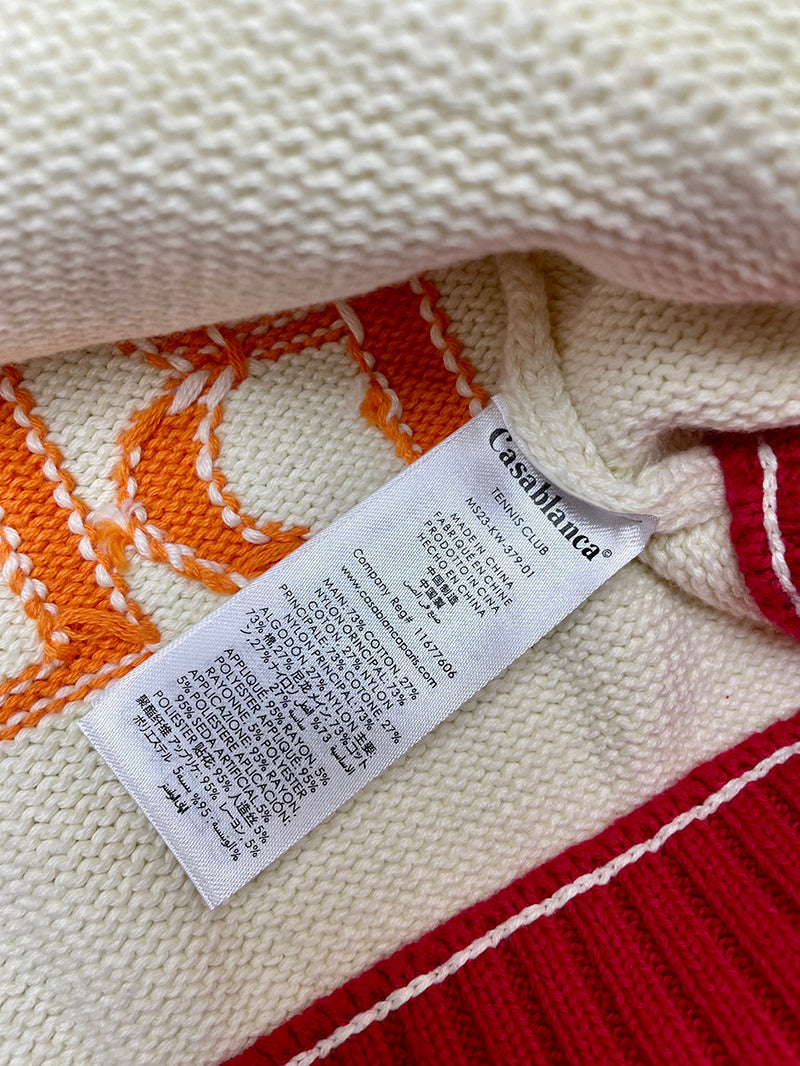 Casablanca Intarsia Cotton Zip-Up Cardigan