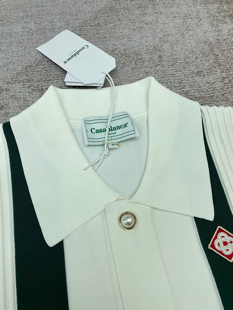 Casablanca Stripe Knit Cardigan 'White'