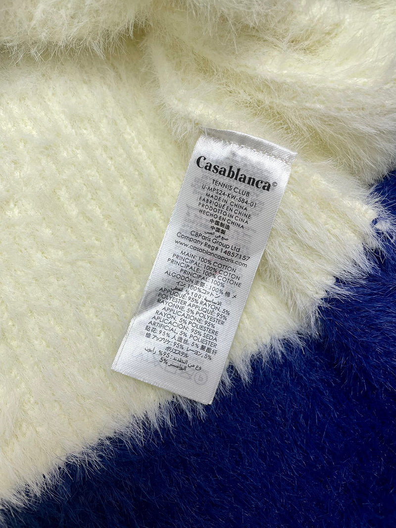 CASABLANCA Logo-Appliquéd Striped Brushed-Knit Cardigan