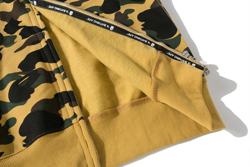 BAPE 1st Camo Shark Full Zip Double Hoodie Yellow