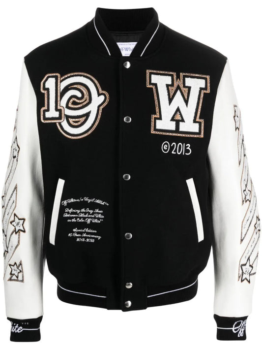 OFF - WHITE Logic Varsity Jacket black