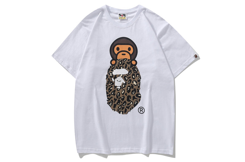 BAPE Leopard Milo On APE HEAD TEE White