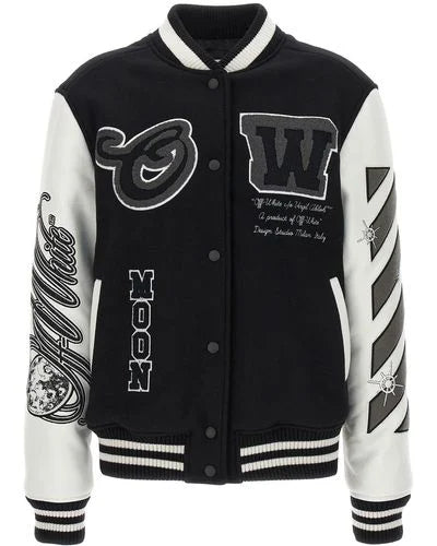 OFF-WHITE c/o Virgil Abloh Meteor Moon Bomber Jacket in Black