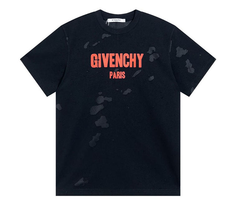 GIVENCHY Paris Distressed Logo T Shirt Black/Orange