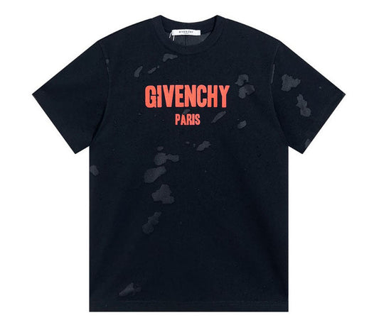 GIVENCHY Paris Distressed Logo T Shirt Black/Orange