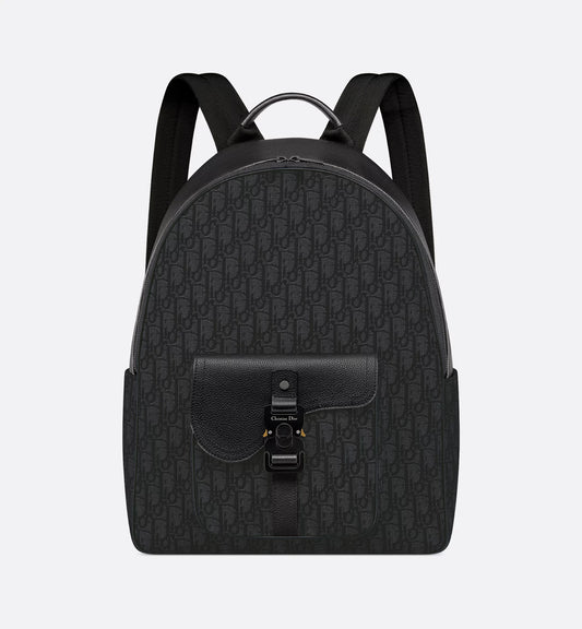 Dior Saddle Backpack with Zipper In Black