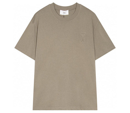 AMI Paris logo-patch Cotton T-shirt Brown