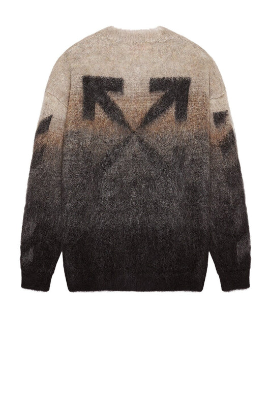 Off-White Diag Arrow Brushed Knit Crewneck Brown