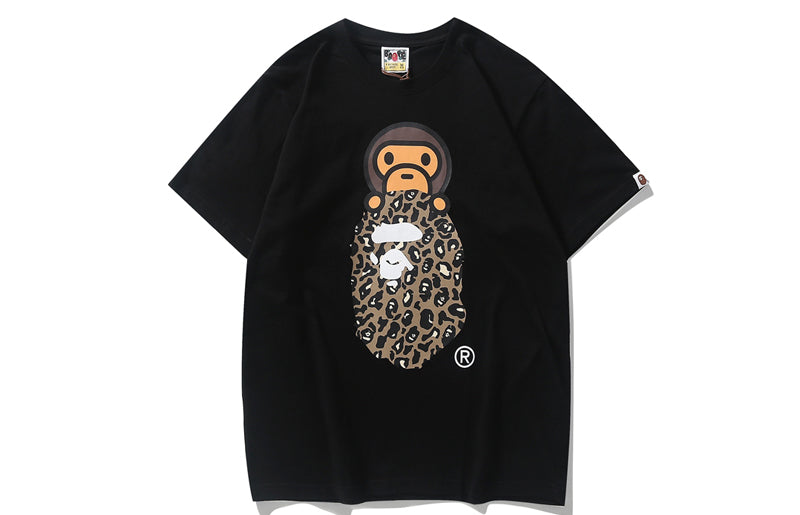 BAPE Leopard Milo On APE HEAD TEE Black