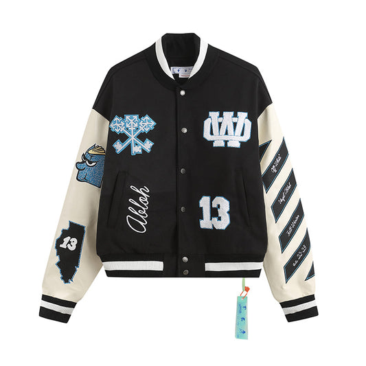 OFF-WHITE Witch Logo Patch Varsity Varsity Jacket Black/Peacock