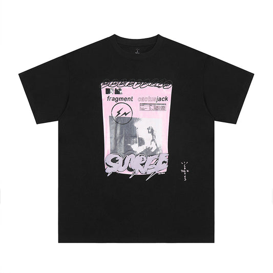 Travis Scott Cactus Jack For Fragment Pink Sunrise T-shirt Washed Black