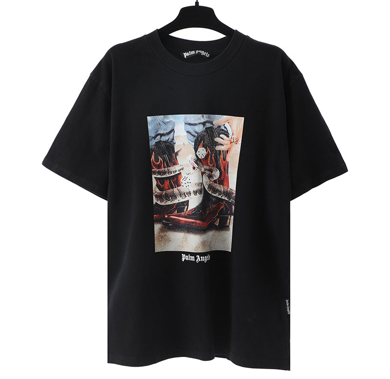 Palm Angels Dice Game Logo Cotton T-shirt Black