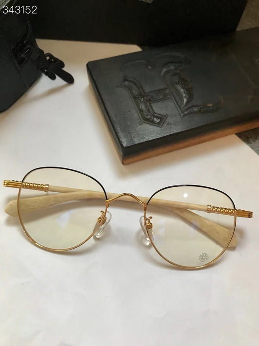 Chrome Hearts Round Frame Glasses Gold Nude