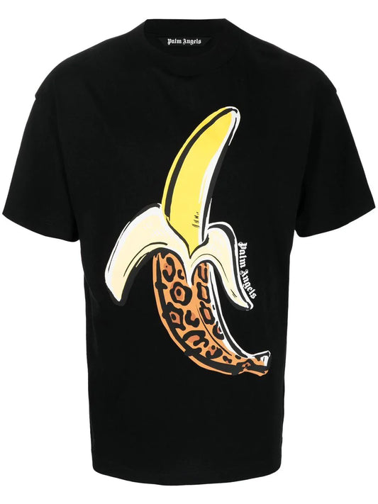 Palm Angels Leopard Banana T-Shirt Black